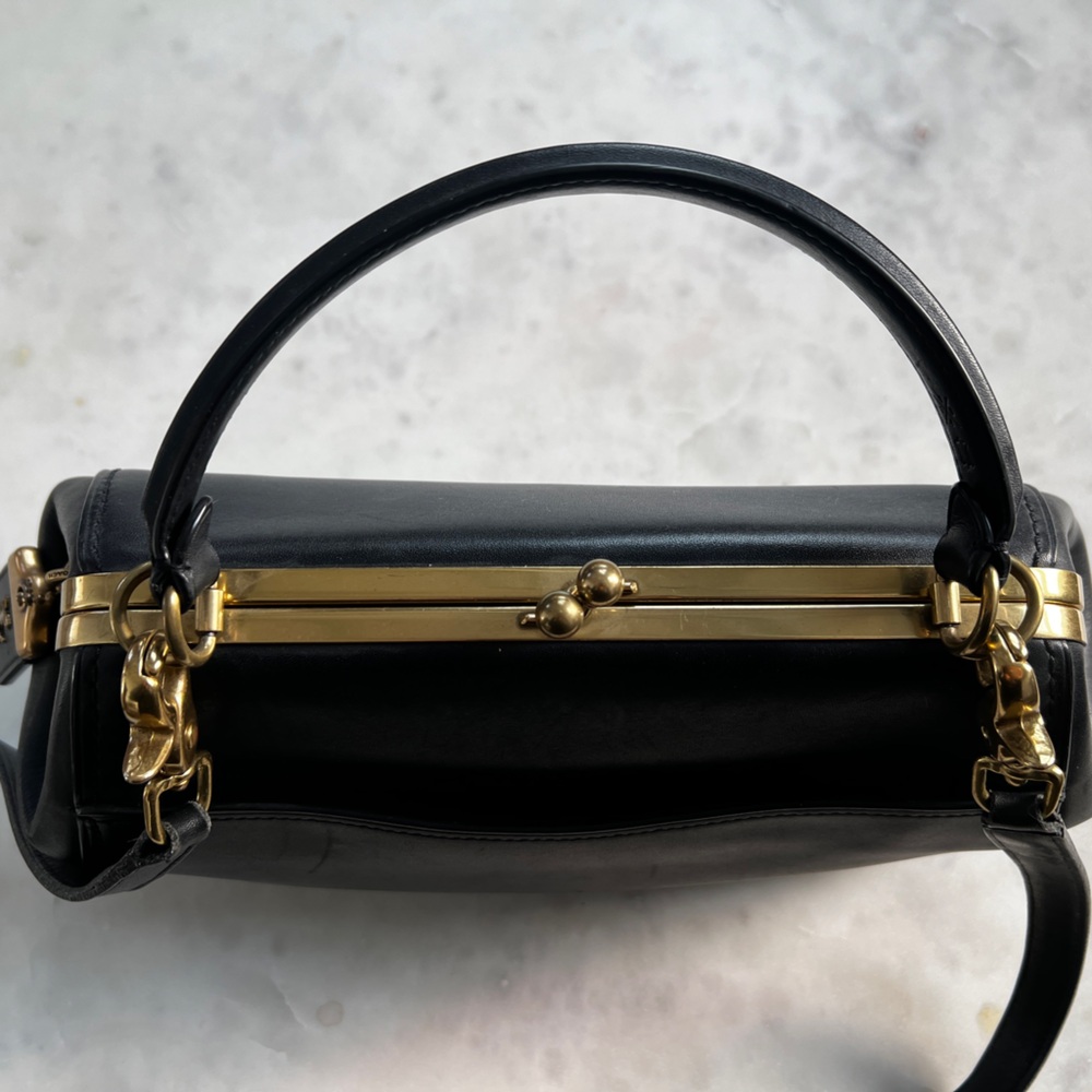 COACH 1941 Large Kisslock Frame black leather crossbody bag - Picture 11 of 16